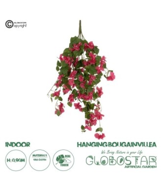 GloboStar® Artificial Garden BOUGAINVILLEA BRANCH 20663 Τεχνητό Κρεμαστό Διακοσμητικό Κλαδί Μπουκαμβίλιας Φουξ Μ45 x Π12 x Υ90cm
